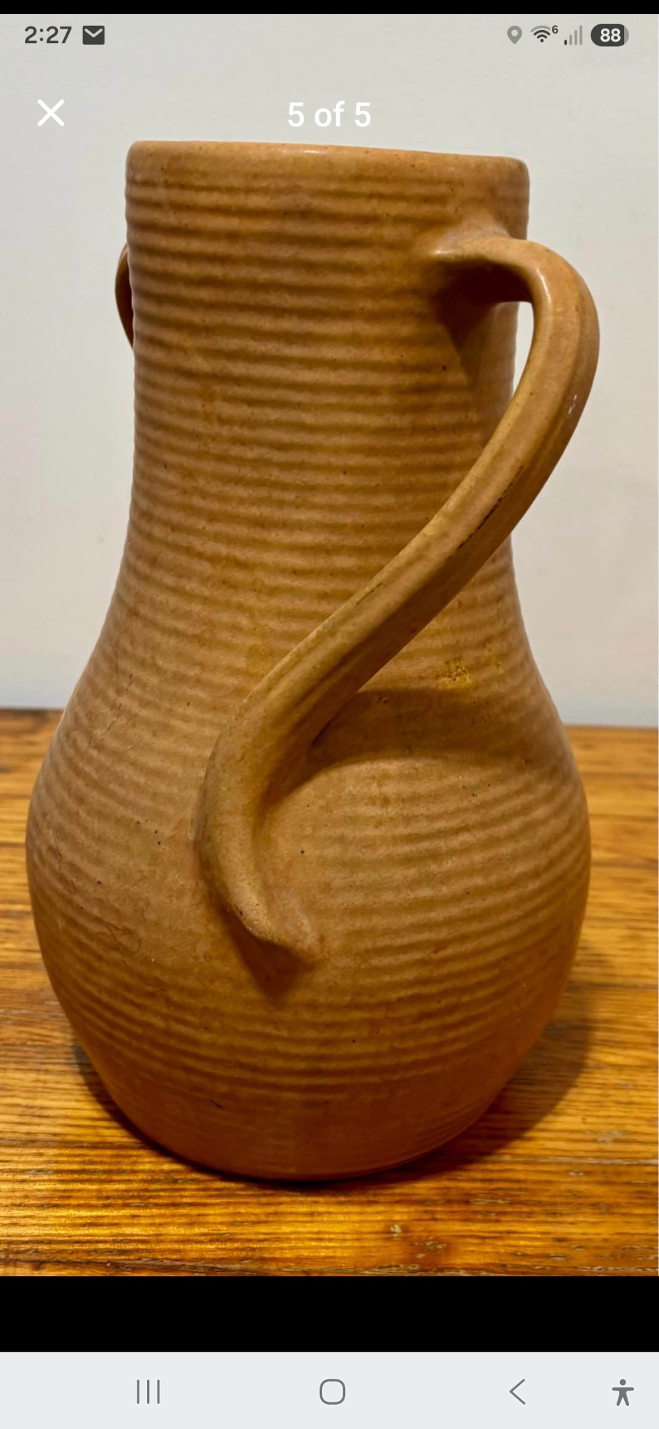Studio pottery handled pitcher or jug