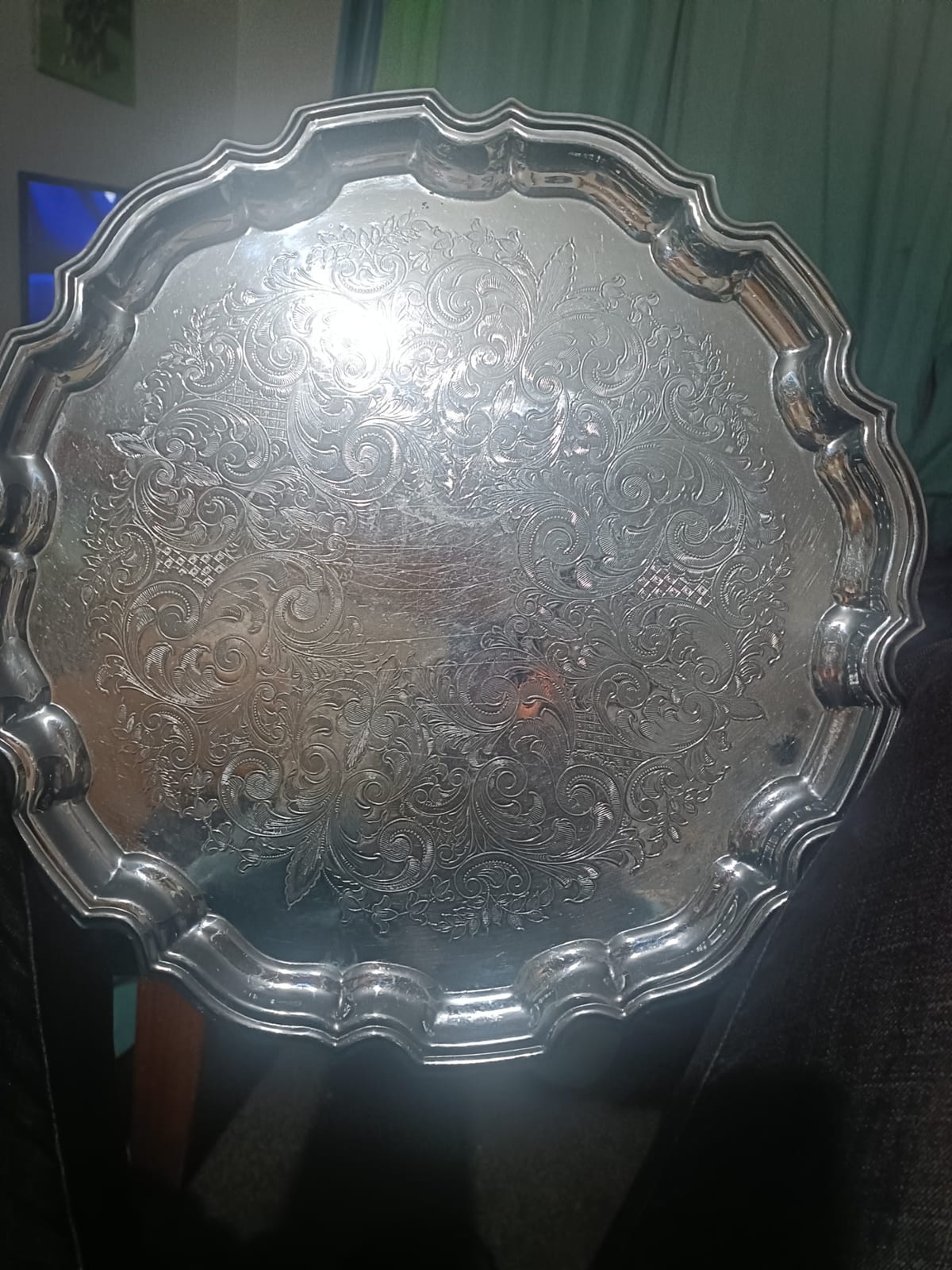 Decorative silver-plated serving tray