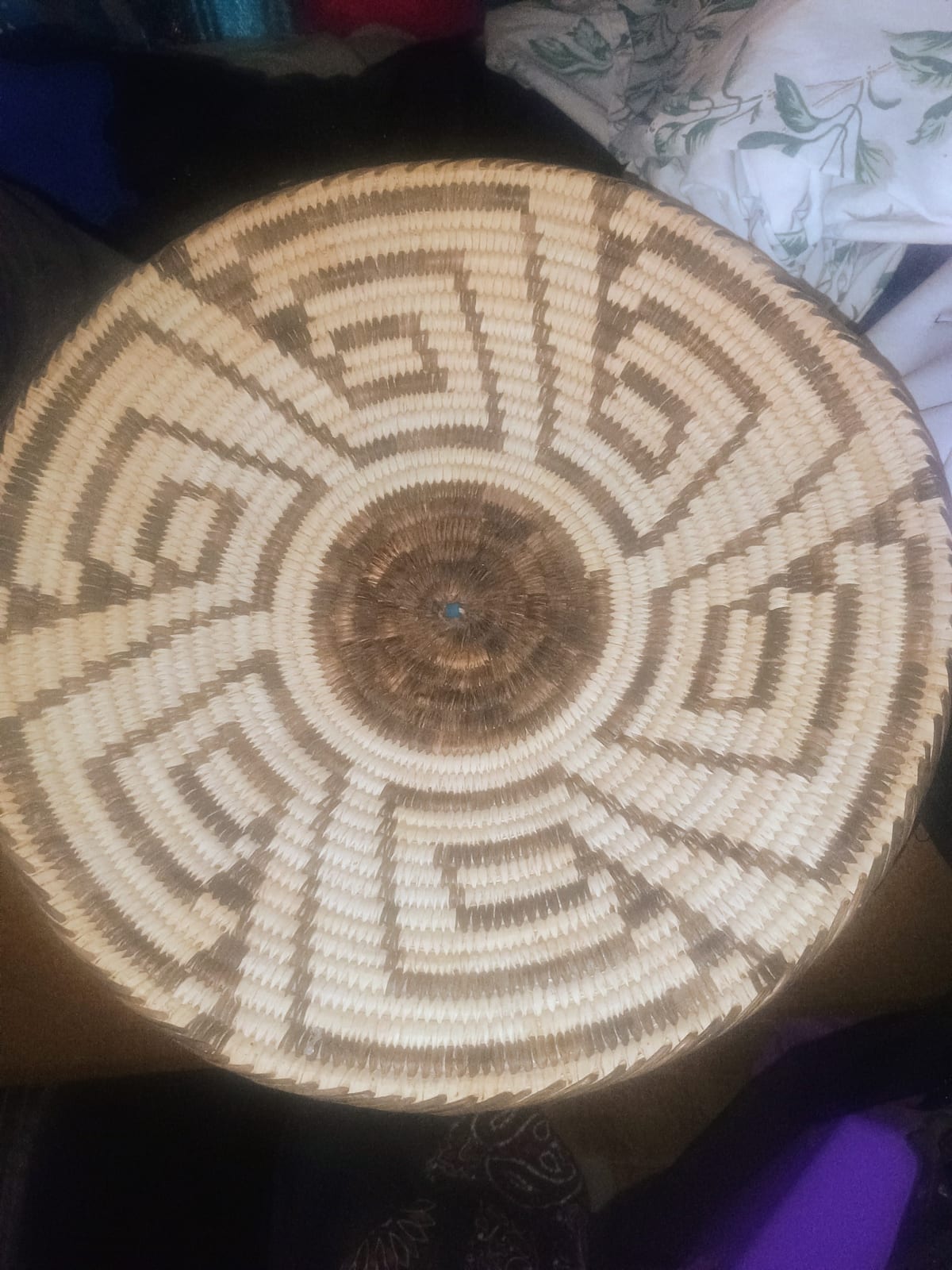 Handwoven coiled basket or tray