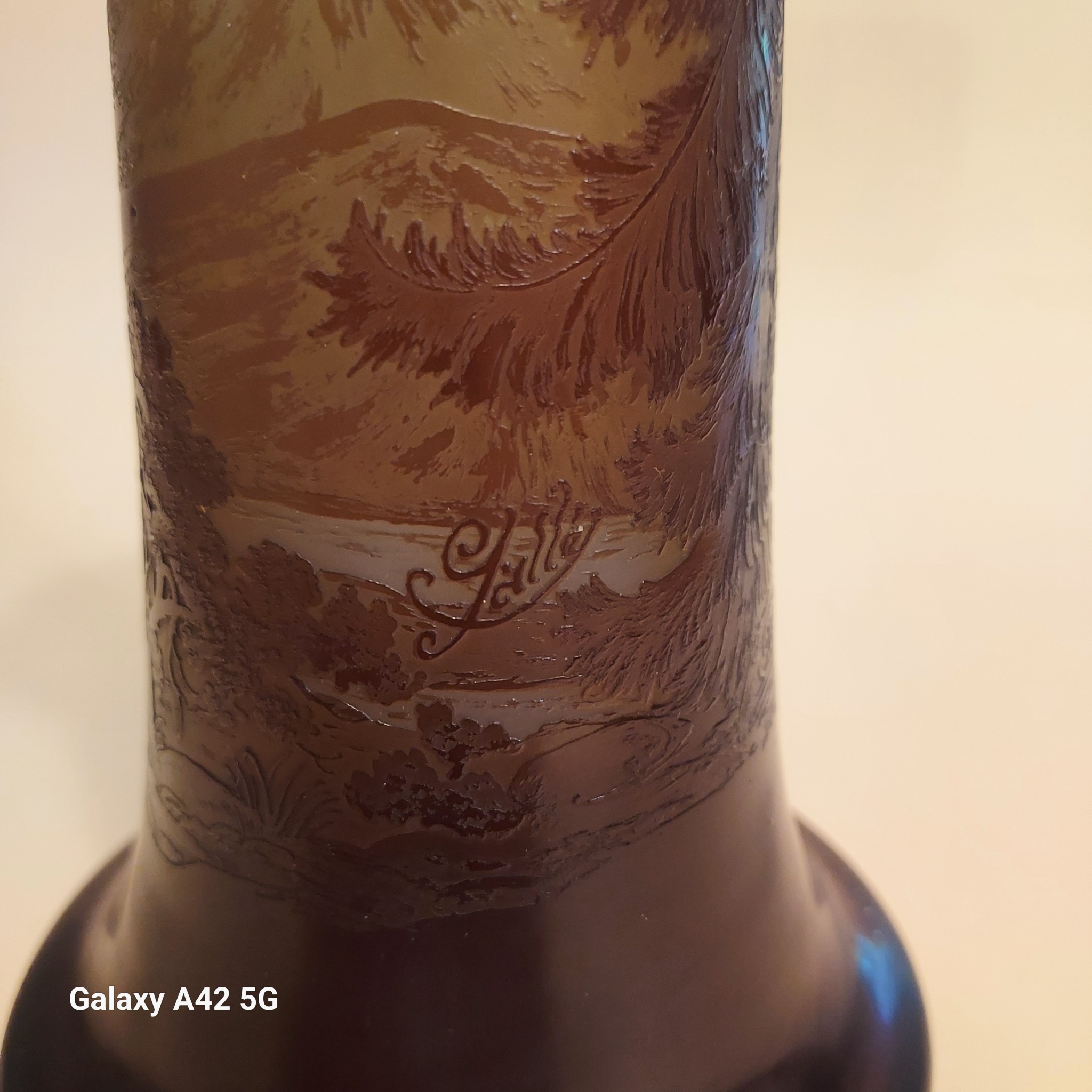 Decorative etched glass bottle or vase