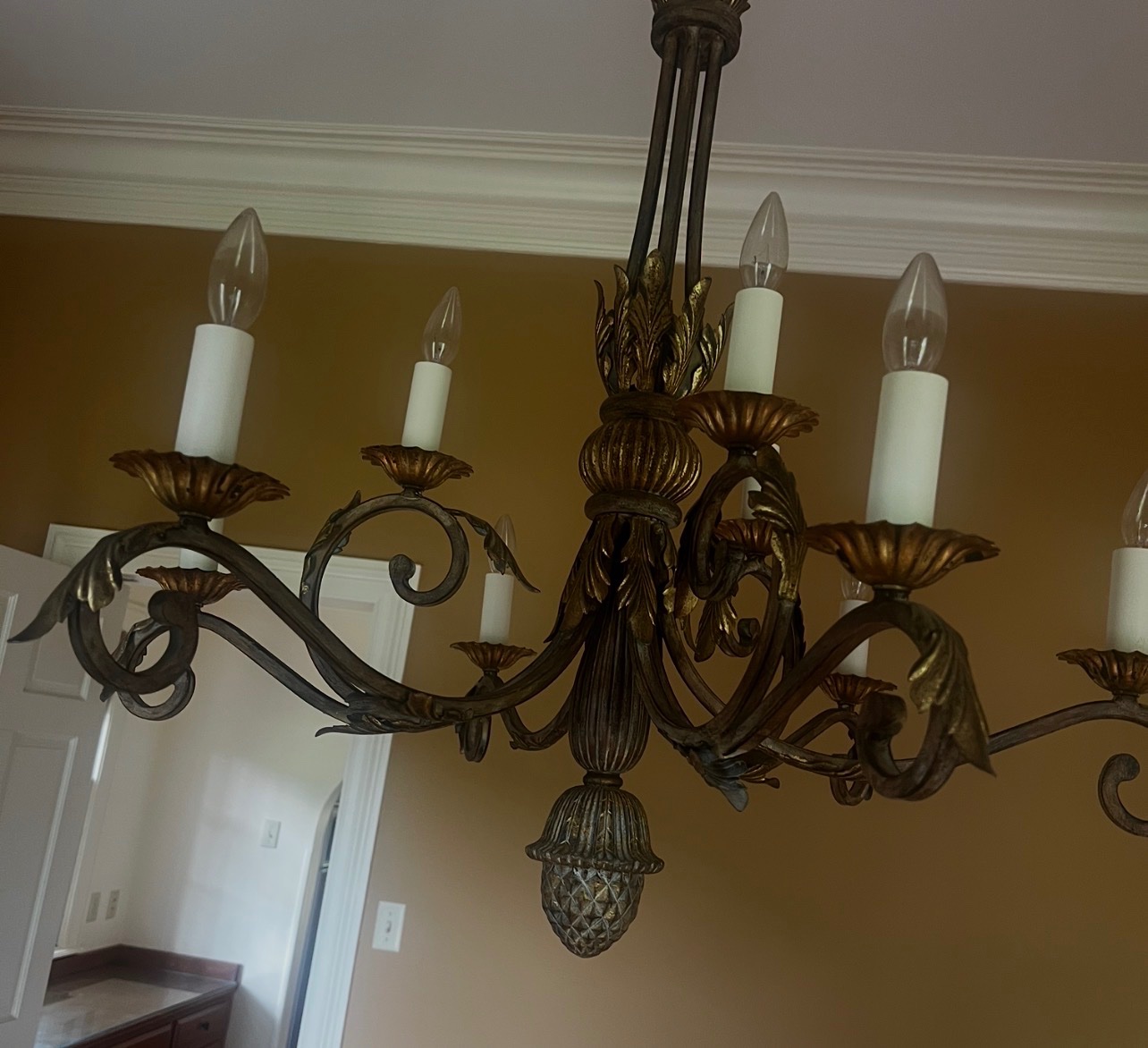 Ornate wrought metal chandelier