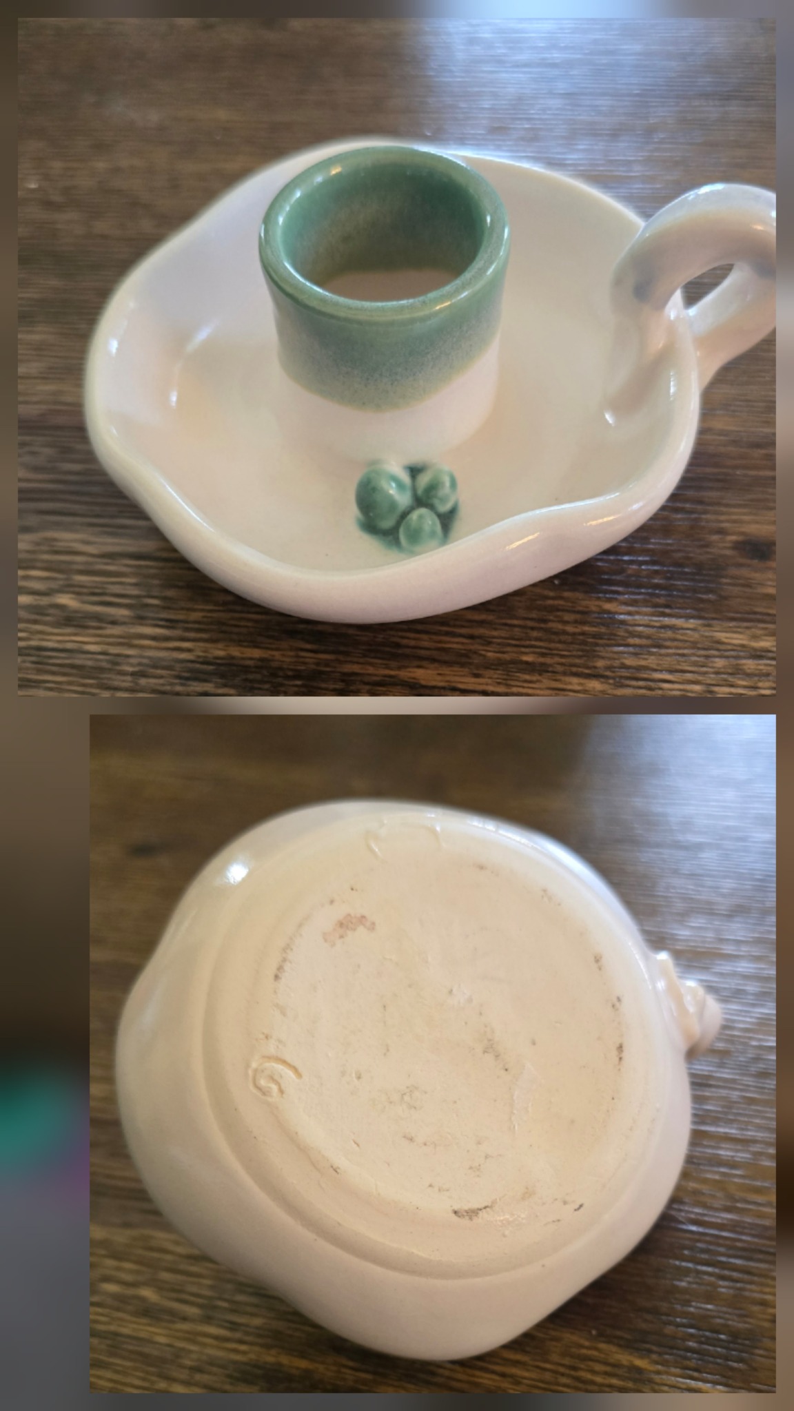Ceramic demitasse cup and saucer set with integrated cup holder/stand