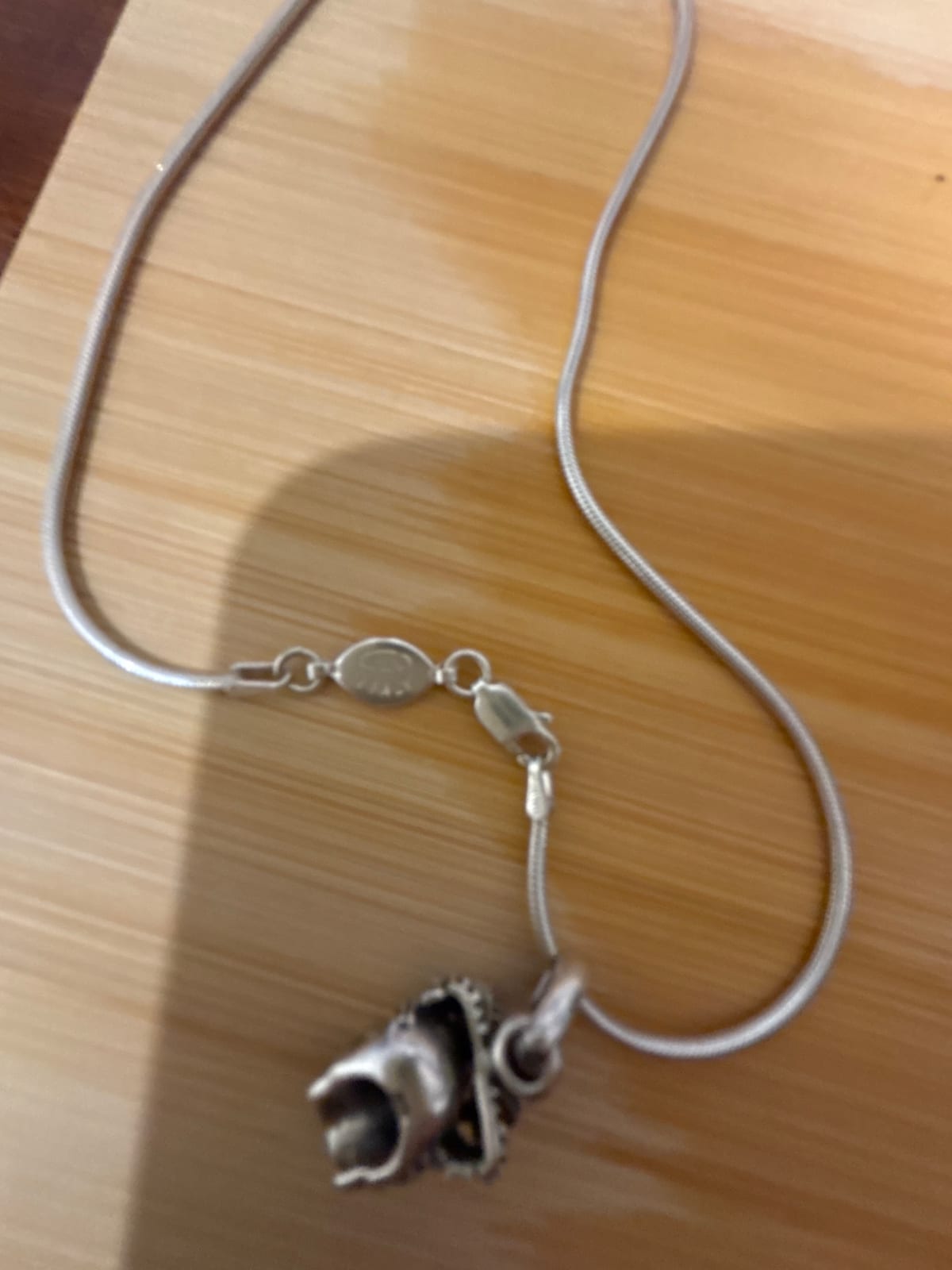Sterling silver snake chain necklace with pendant clasp/charms