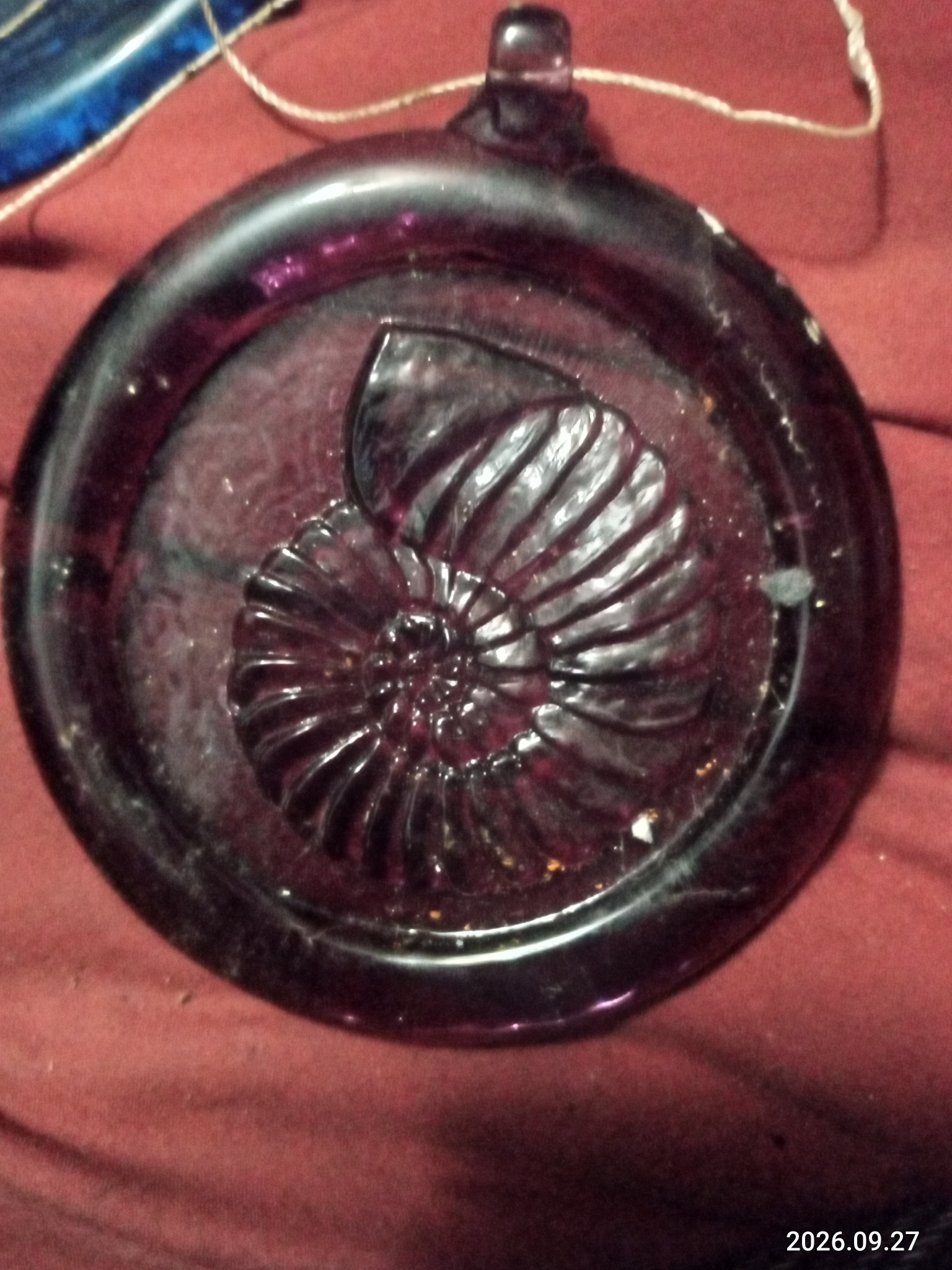 Purple glass pendant or hanging decorative bowl