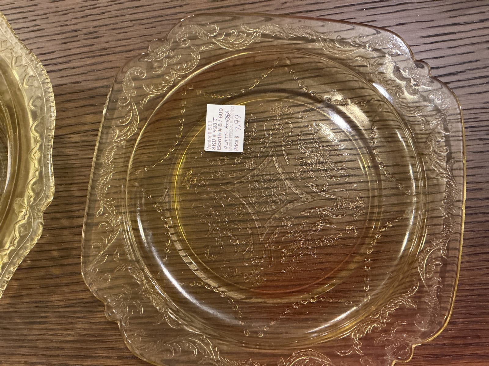 Amber glass decorative square plate / serving plate