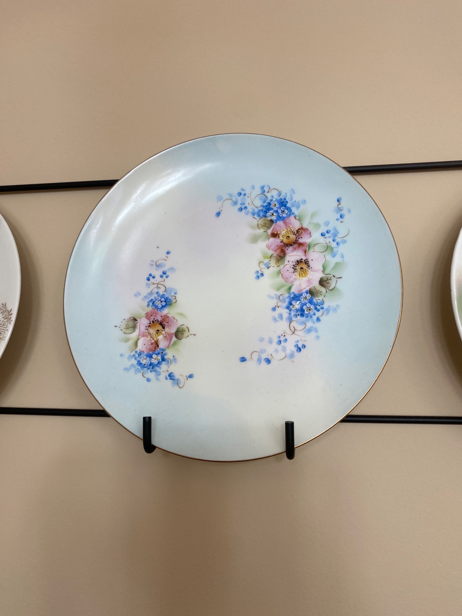 Decorative porcelain cabinet plate with floral enamel decoration