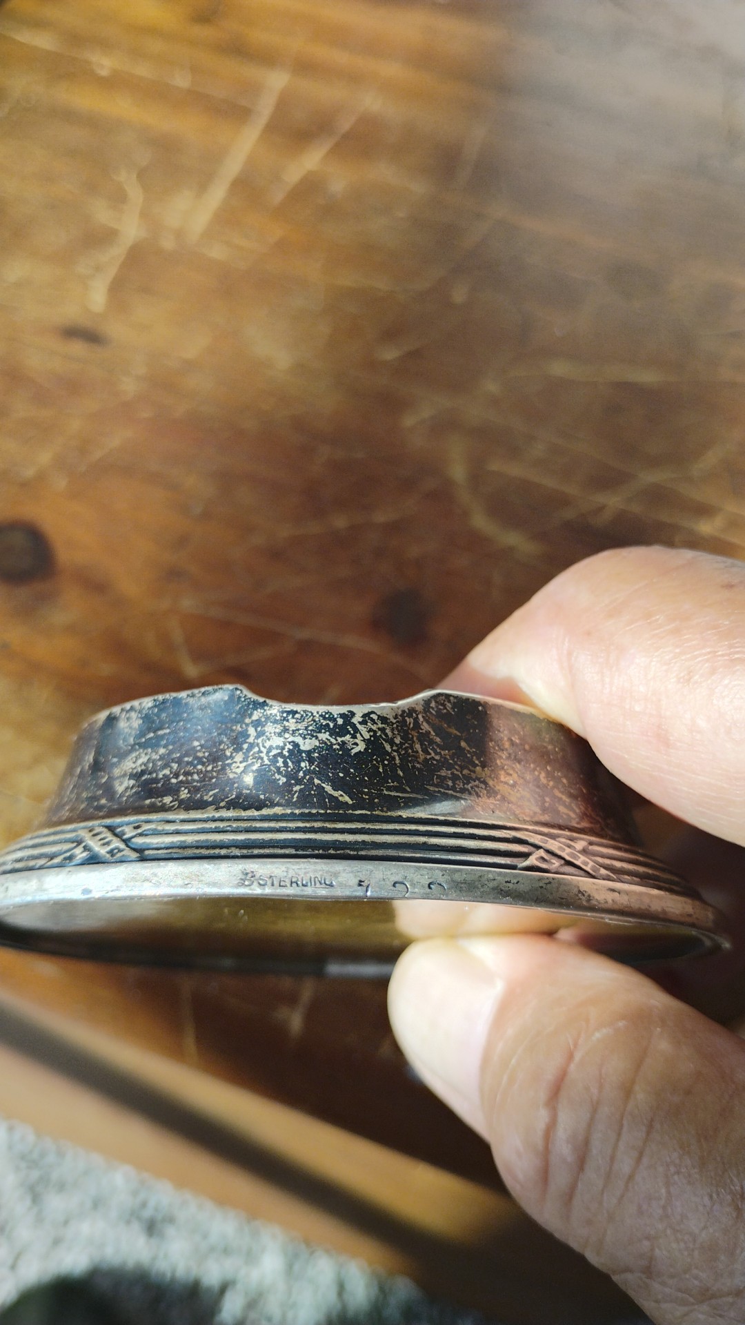 Sterling silver compact or small vanity case lid/base section
