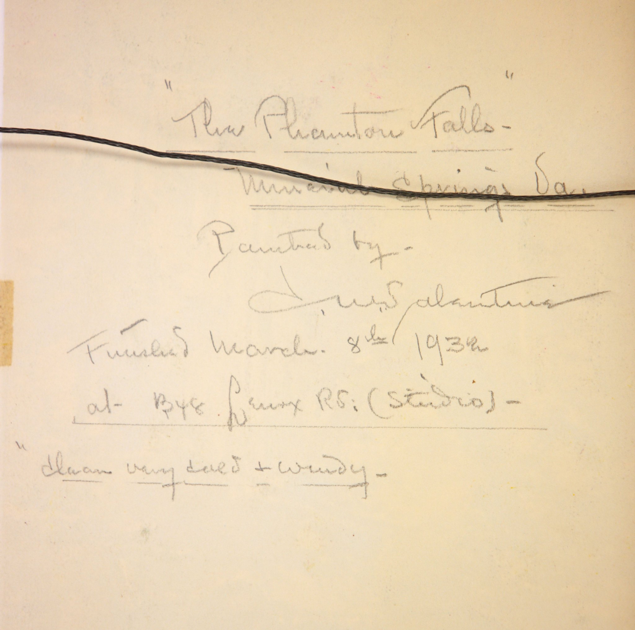 Handwritten exhibition or provenance note on paper