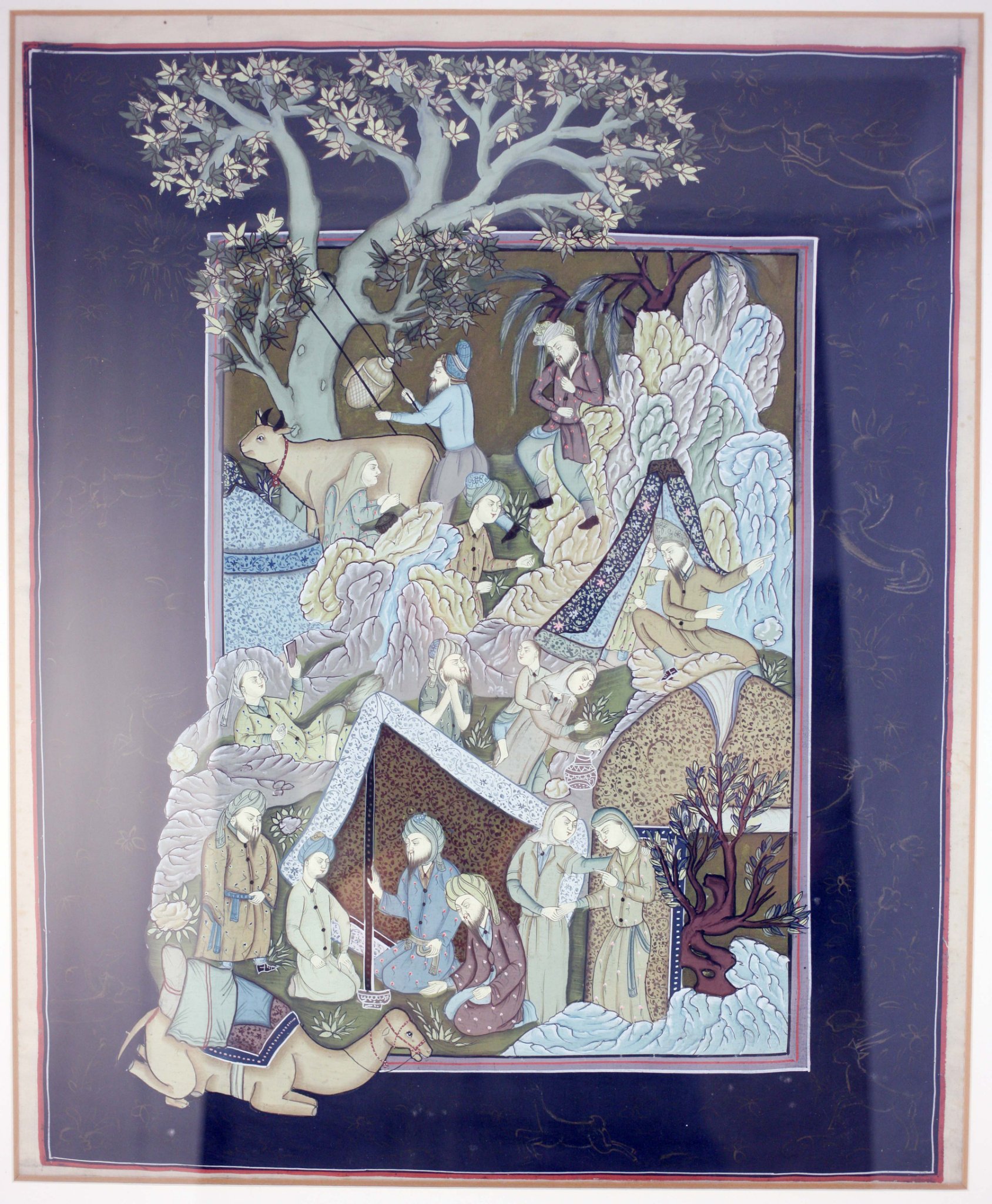 Persian/Mughal-style miniature painting on paper