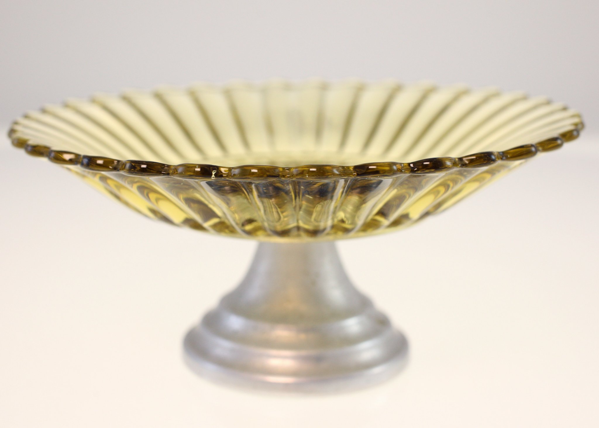 Pressed glass pedestal compote bowl