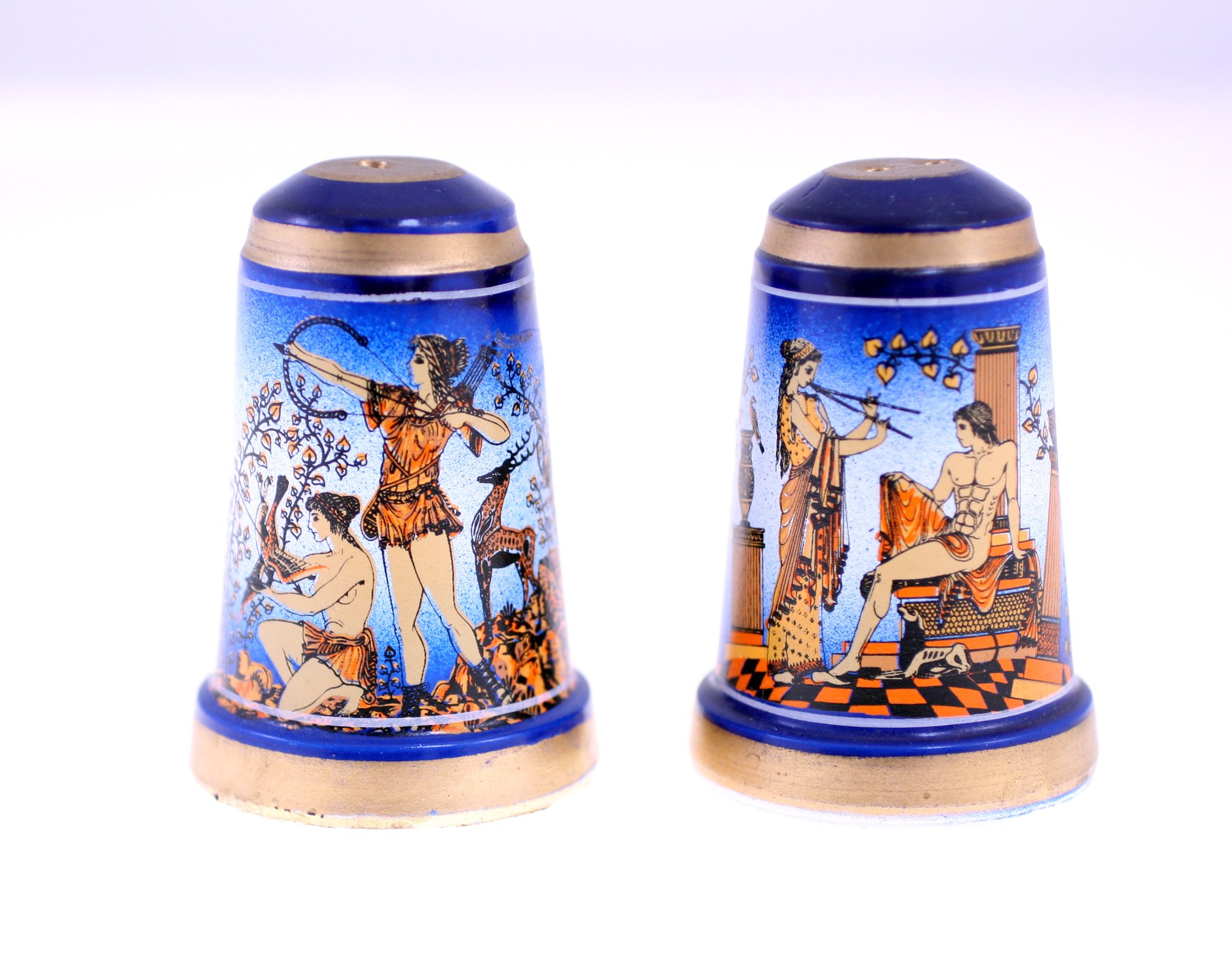Pair of decorative ceramic thimbles