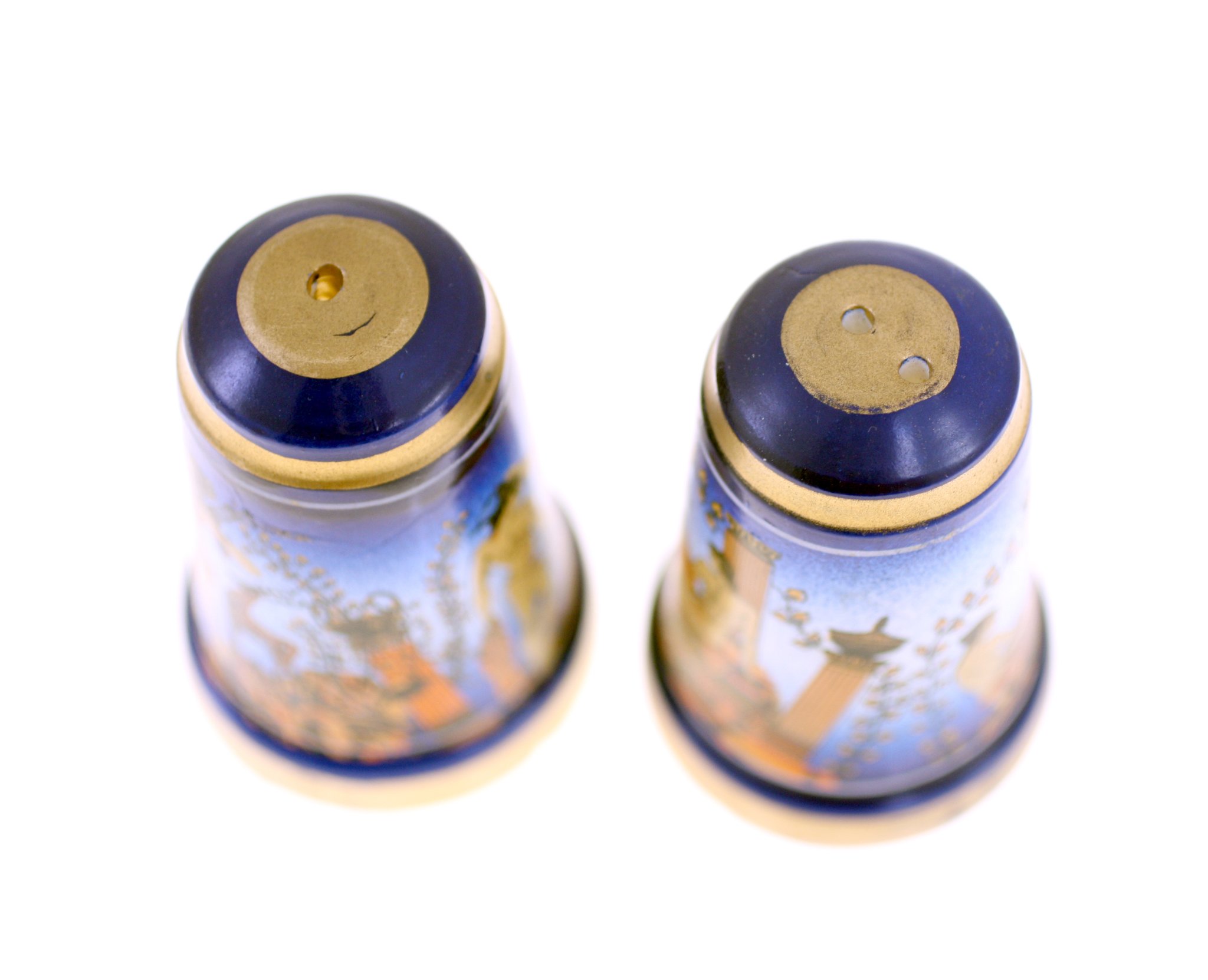 Pair of Japanese cloisonné enamel salt and pepper shakers