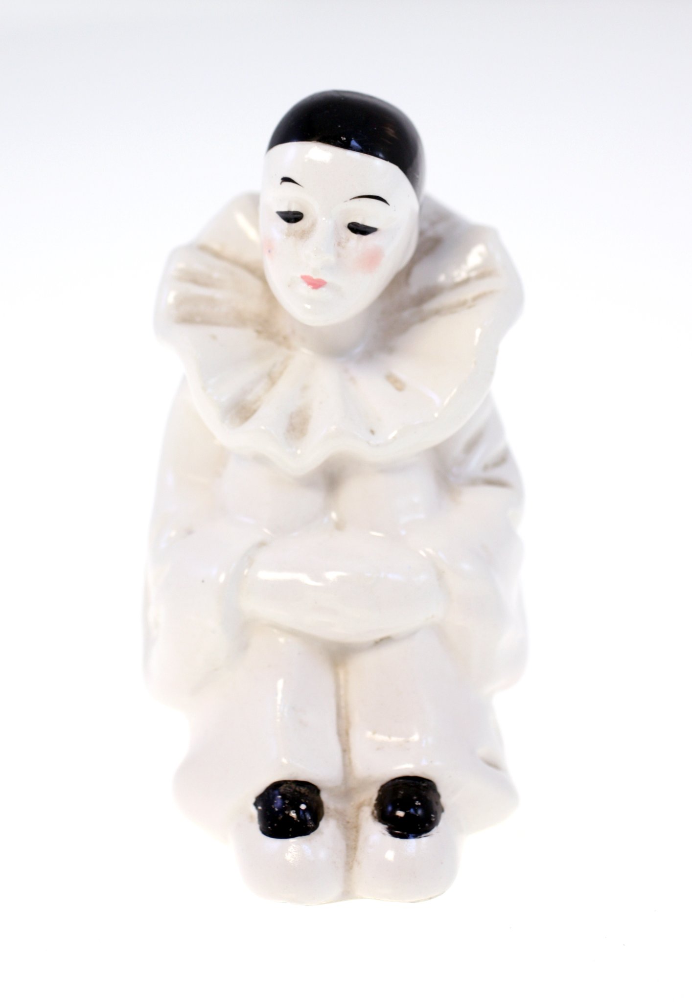 Miniature porcelain clown or mime figurine