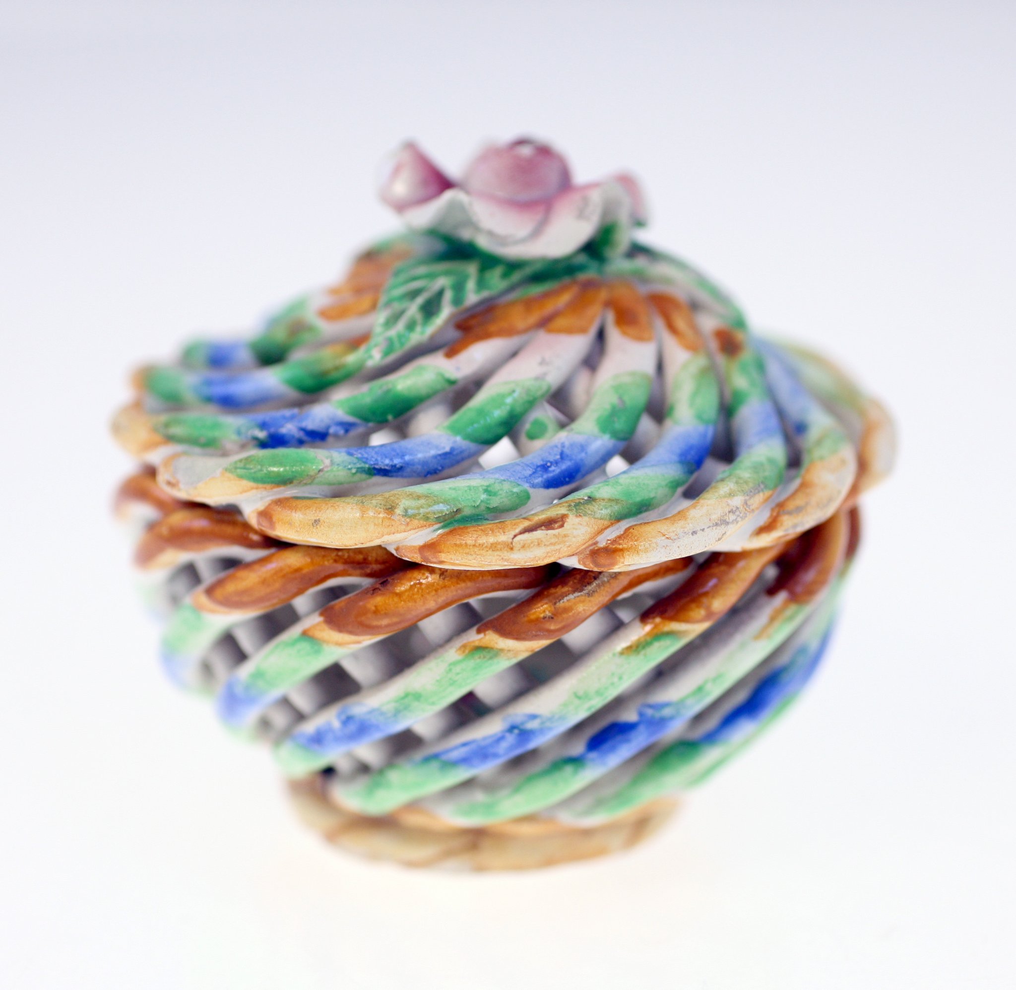 Hand-painted ceramic or porcelain decorative finial/knob