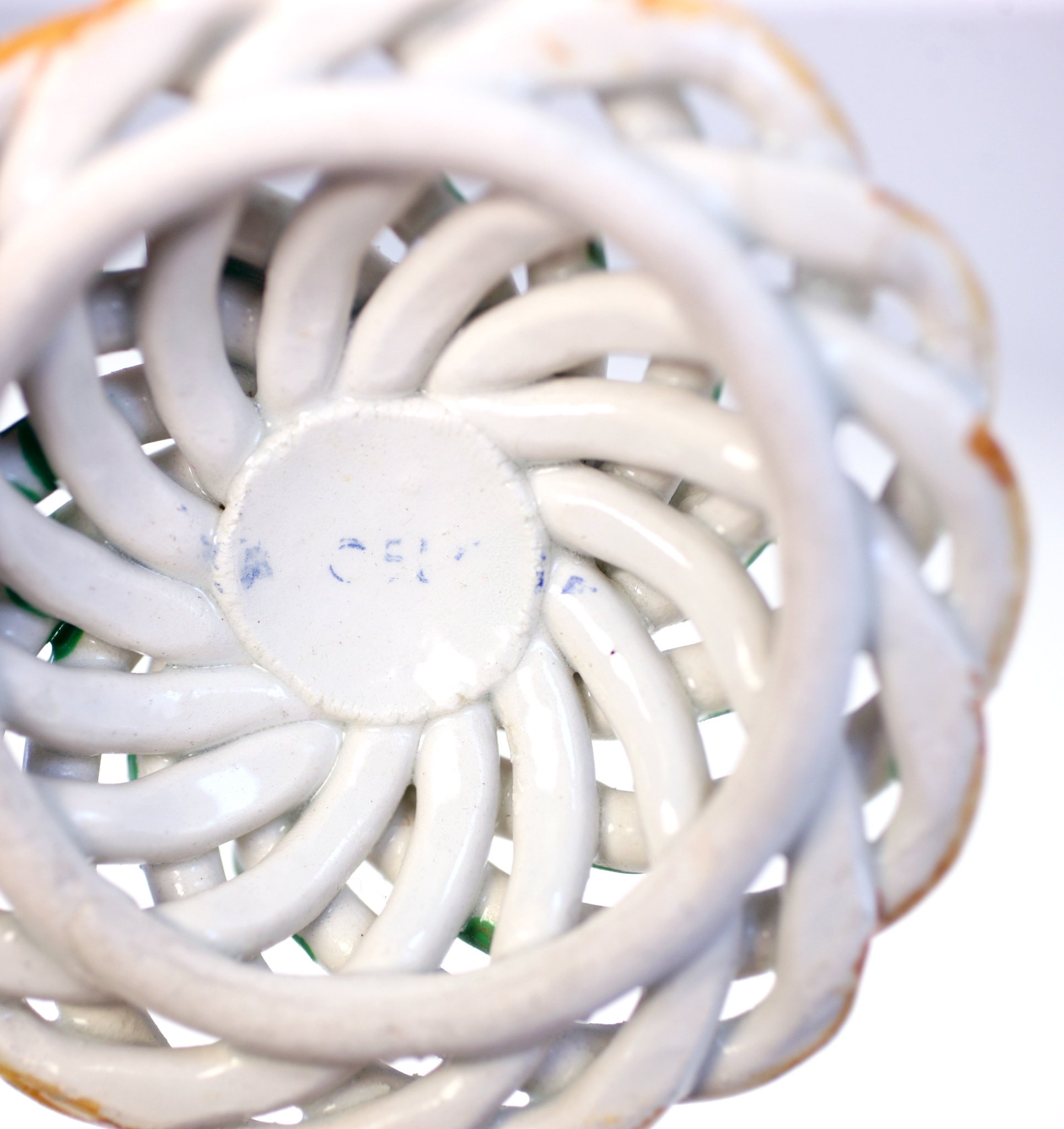 Ceramic lattice basket or decorative porcelain vessel