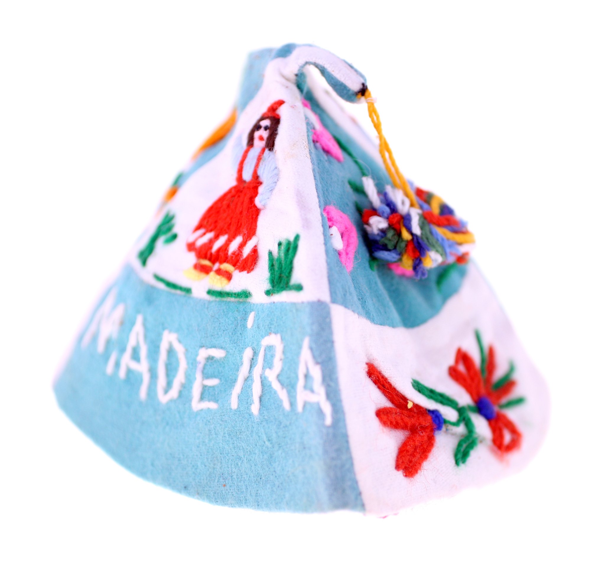 Embroidered textile souvenir pouch or small drawstring bag