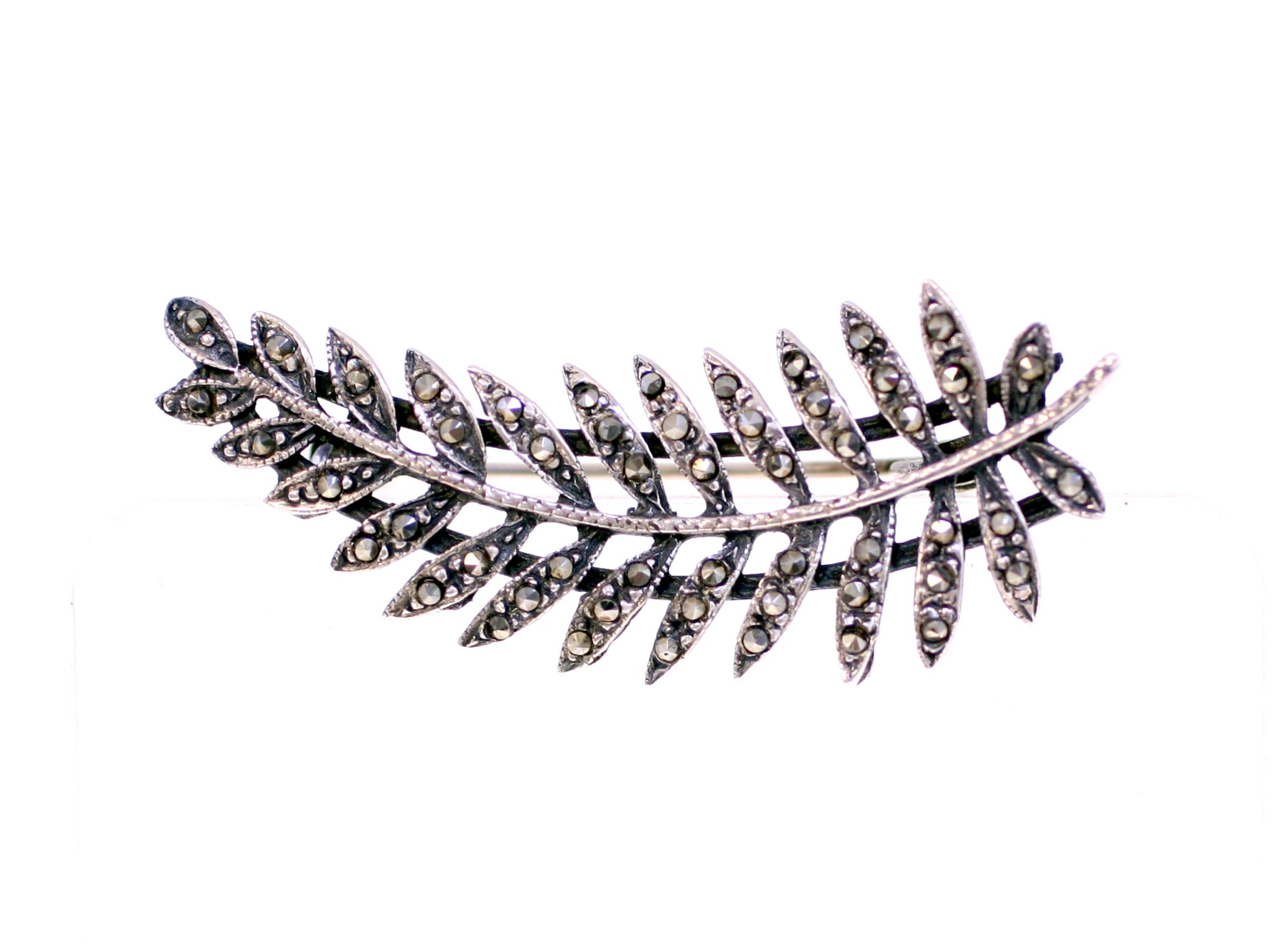 Leaf motif marcasite brooch