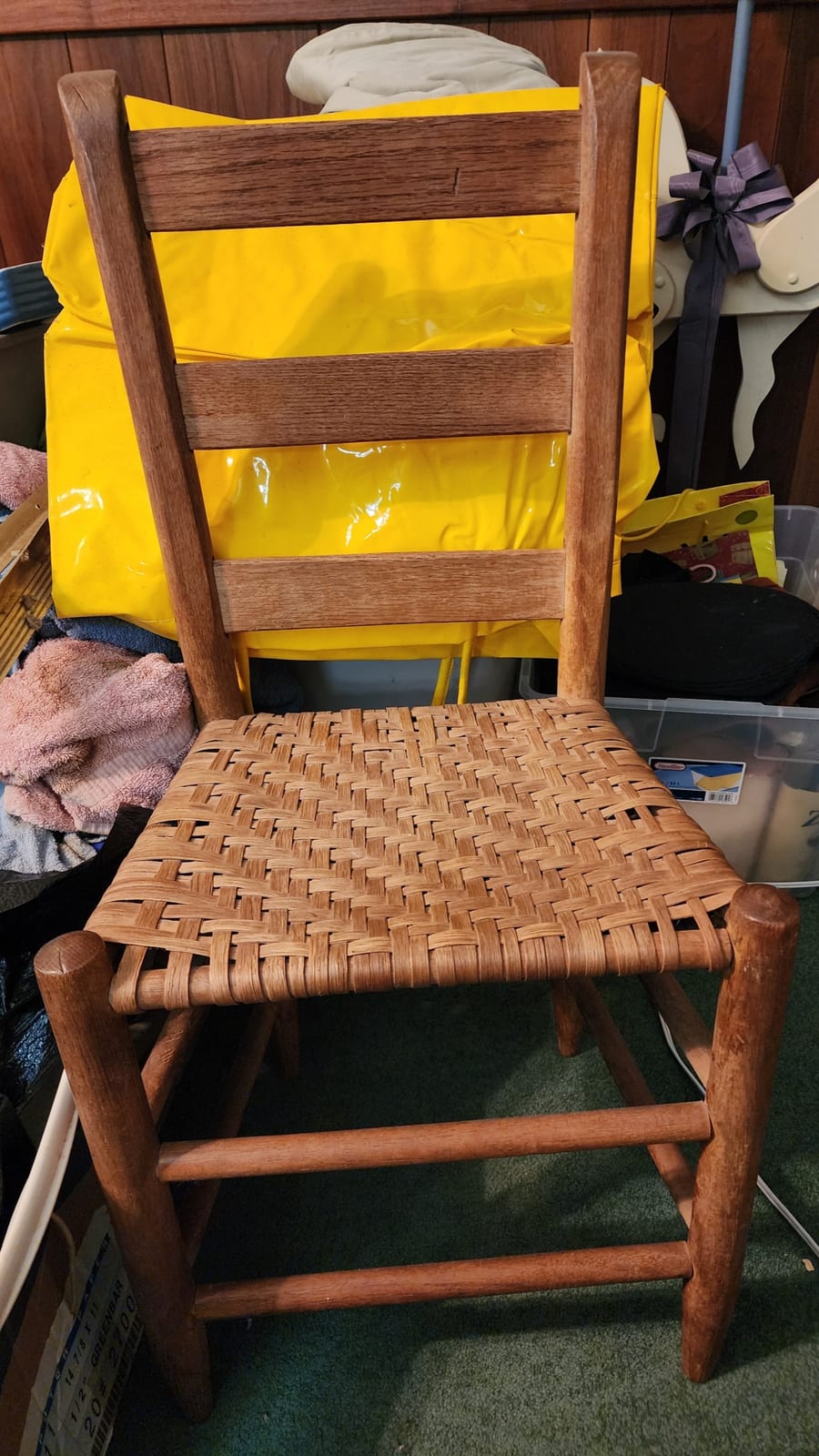 Rustic woven-seat ladder-back chair